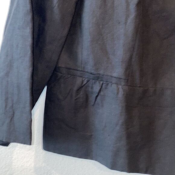 Talbots Black Linen 16 Peplum Back Career Casual Jacket Blazer - Picture 3 of 10